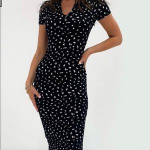 Black Print Midaxi Dress